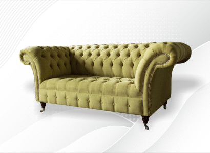 Sofa 2Sitzer Couch Polster Sofas Chesterfield Wohnzimmer Design Textil Stoff Neu